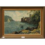 Ernest Knight (20th century) 'Dartmouth Castle from Gunfield Point', signed and dated 1976, oil on