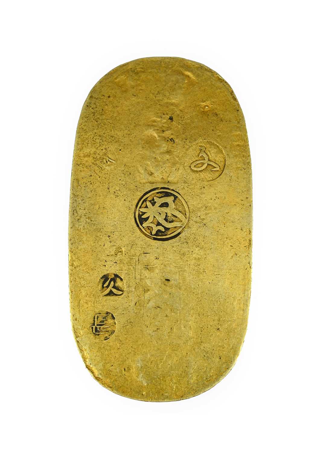 Japan, Hammered Gold Koban (1 Ryo), no date (issued during the Bunsei era 1818-1830), an oval-shaped - Image 2 of 2