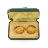 Elizabeth II, 2 x Sovereigns 1966, both EF or+ , set into a pair of hallmarked 9ct cufflinks