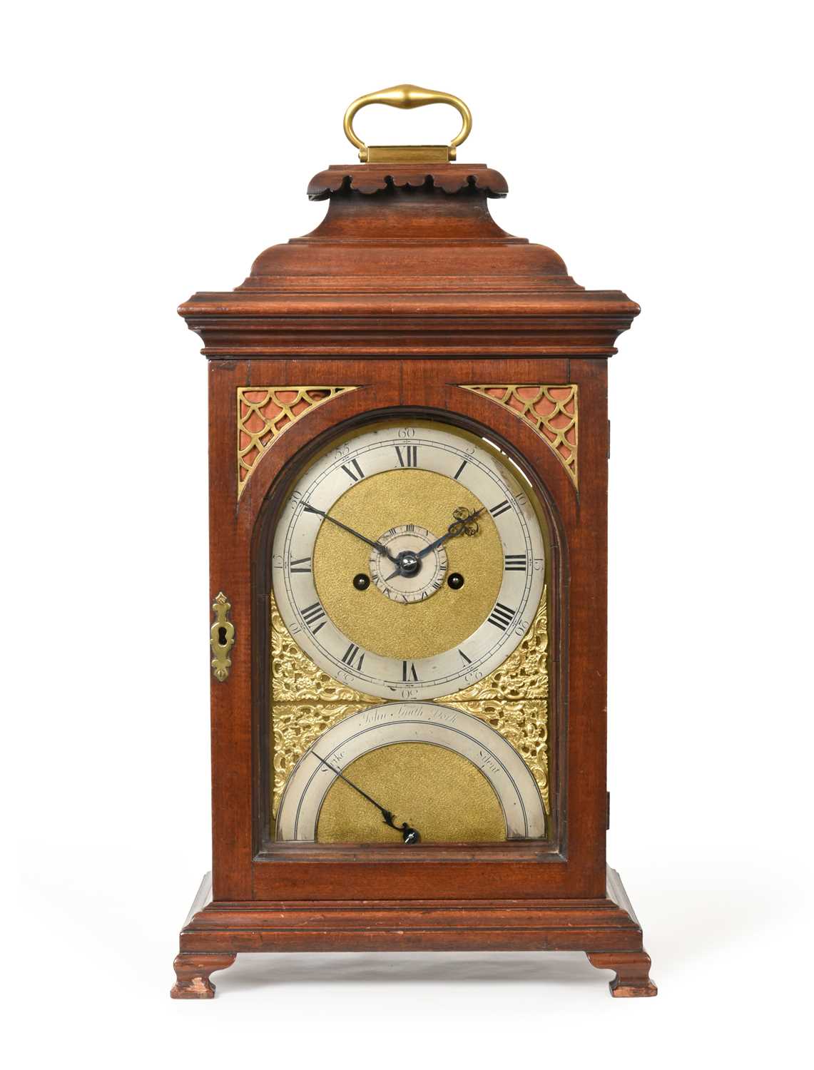 A Mahogany Striking Alarm Table Clock, signed John Smith, York, circa 1770, inverted bell top