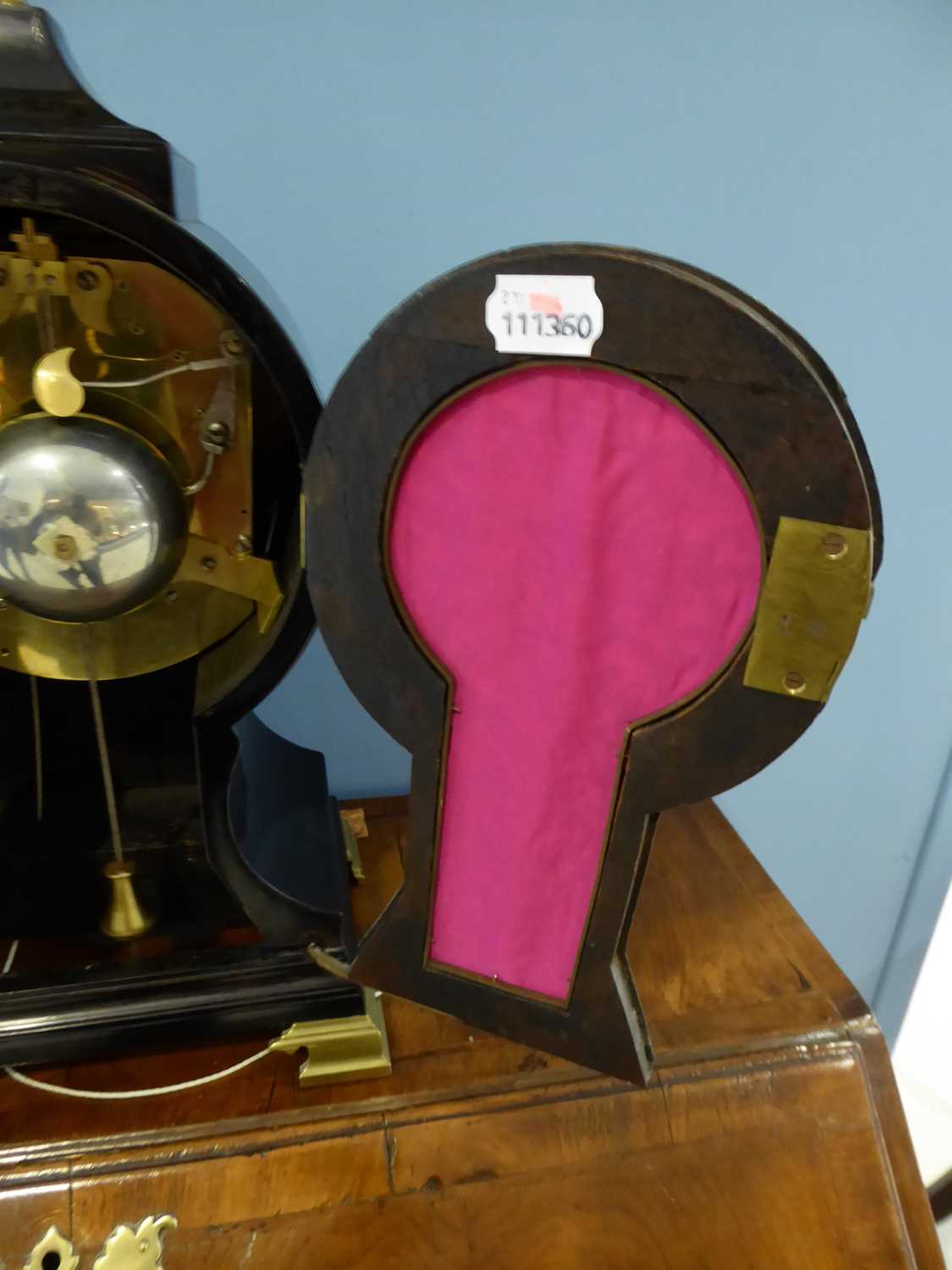 A Balloon Shaped Striking Table Clock, signed Johnson, Gray's Inn Passage, circa 1800, ebonised case - Image 4 of 10