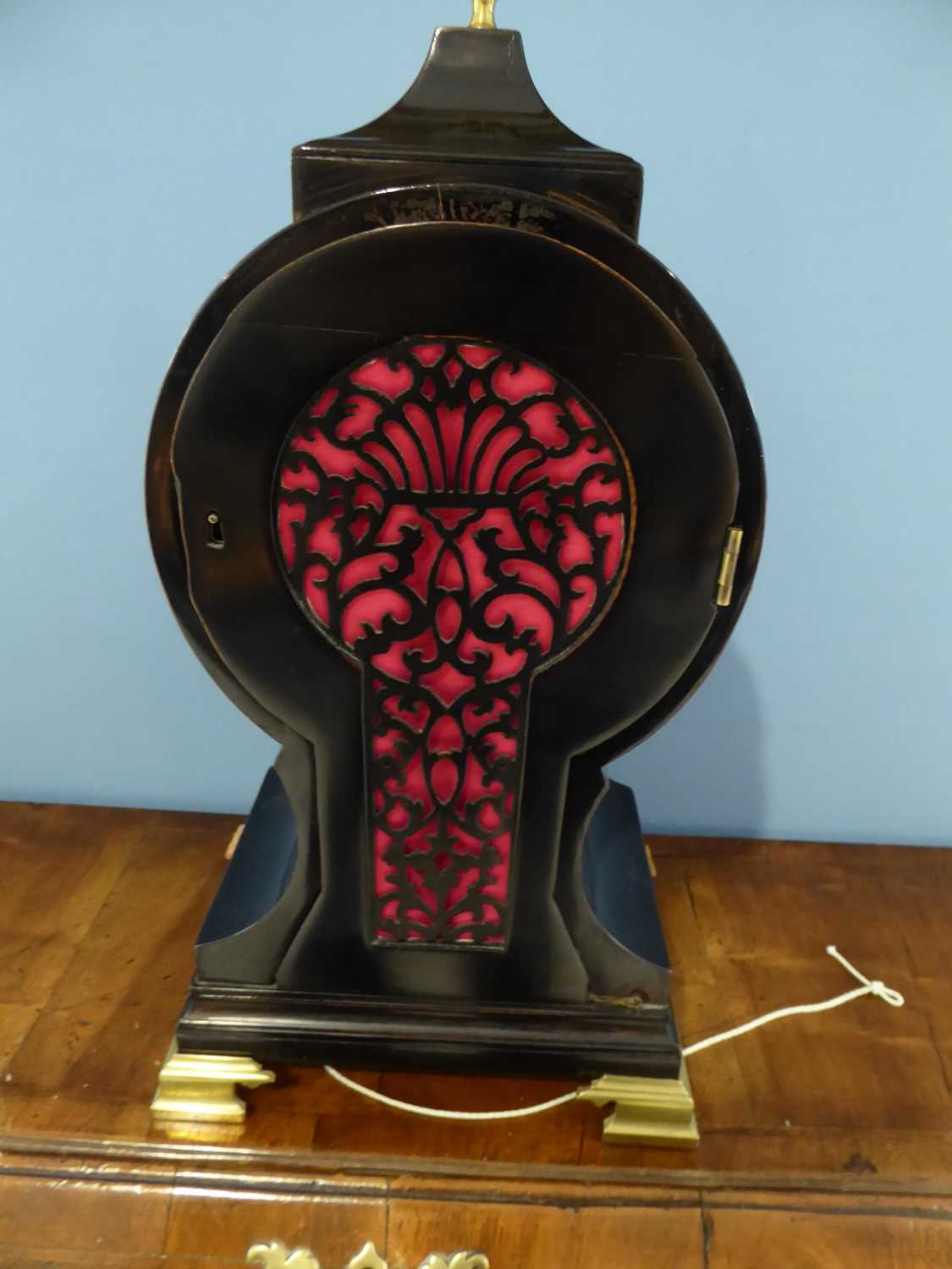 A Balloon Shaped Striking Table Clock, signed Johnson, Gray's Inn Passage, circa 1800, ebonised case - Image 5 of 10