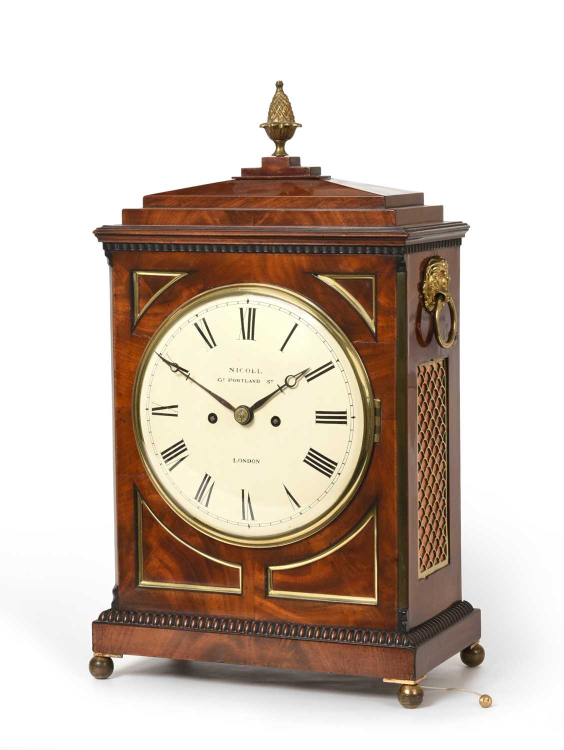 A Mahogany Striking Table Clock, signed Nicoll, Gt Portland St, London, circa 1820, arch pediment