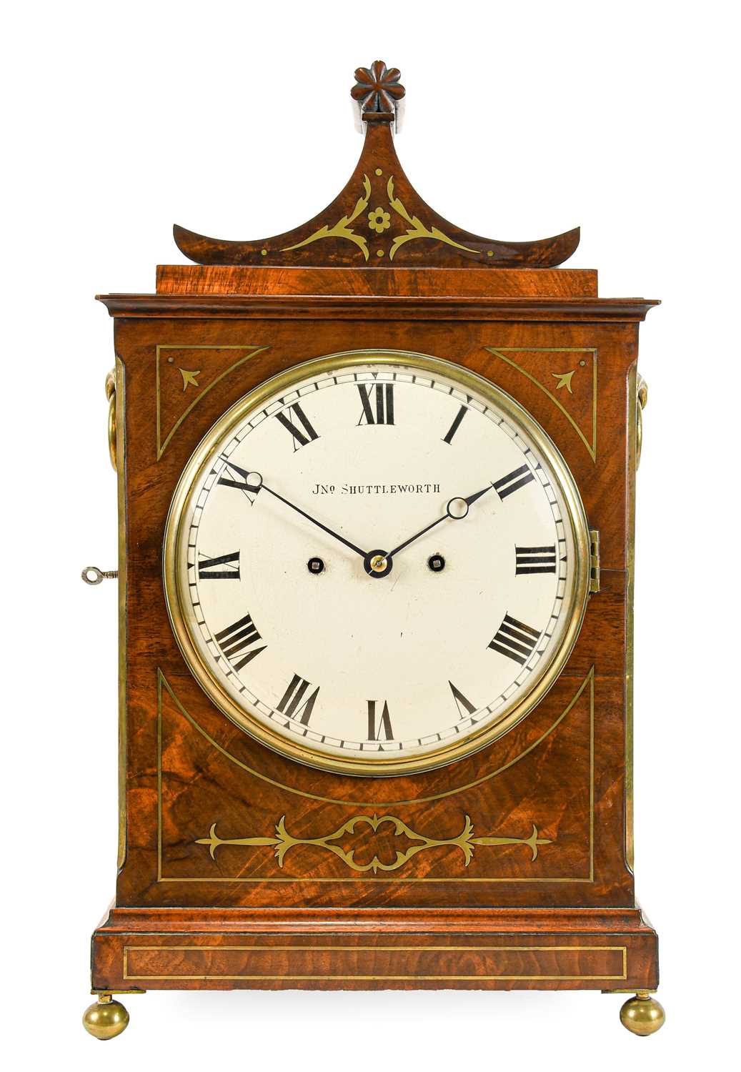 A Mahogany Brass Inlaid Striking Table Clock, signed Jno Shuttleworth, Colchester, circa 1820, - Image 2 of 9