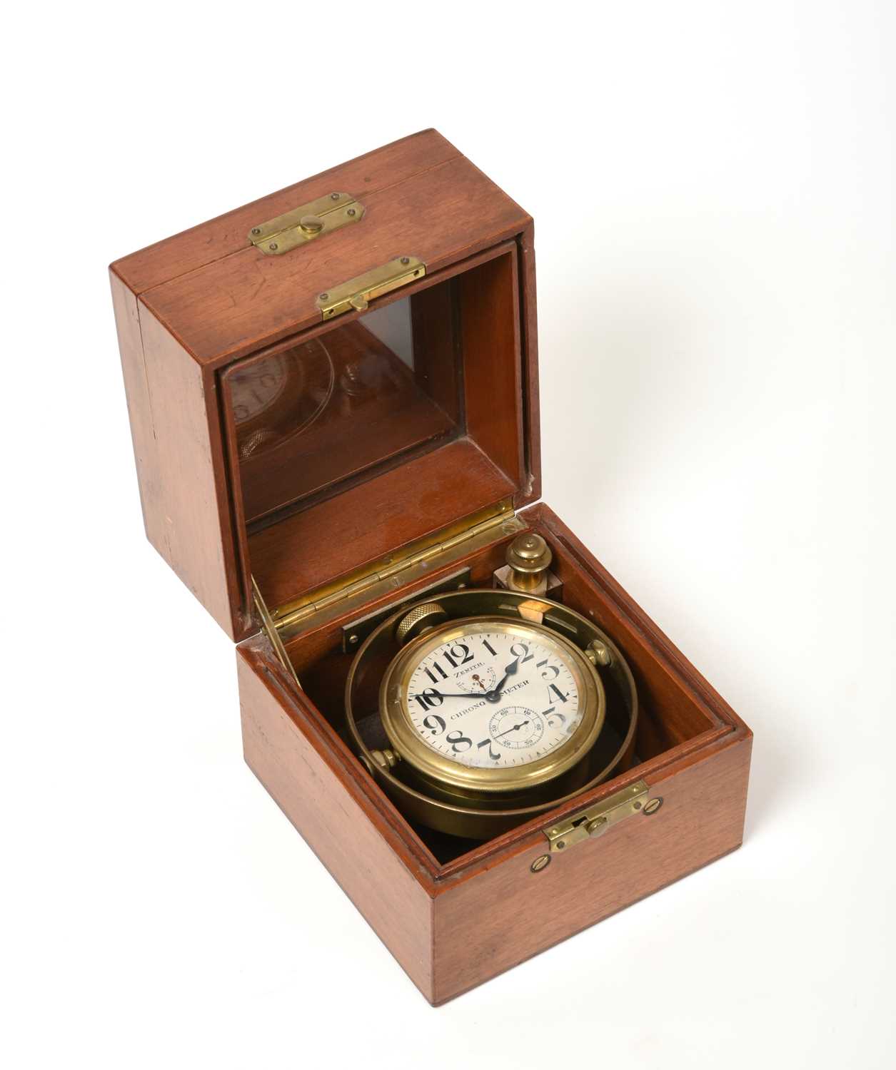 An Eight Day Gimbal Deck Watch, signed Zenith, Chronometer, 20th century, three tier case,