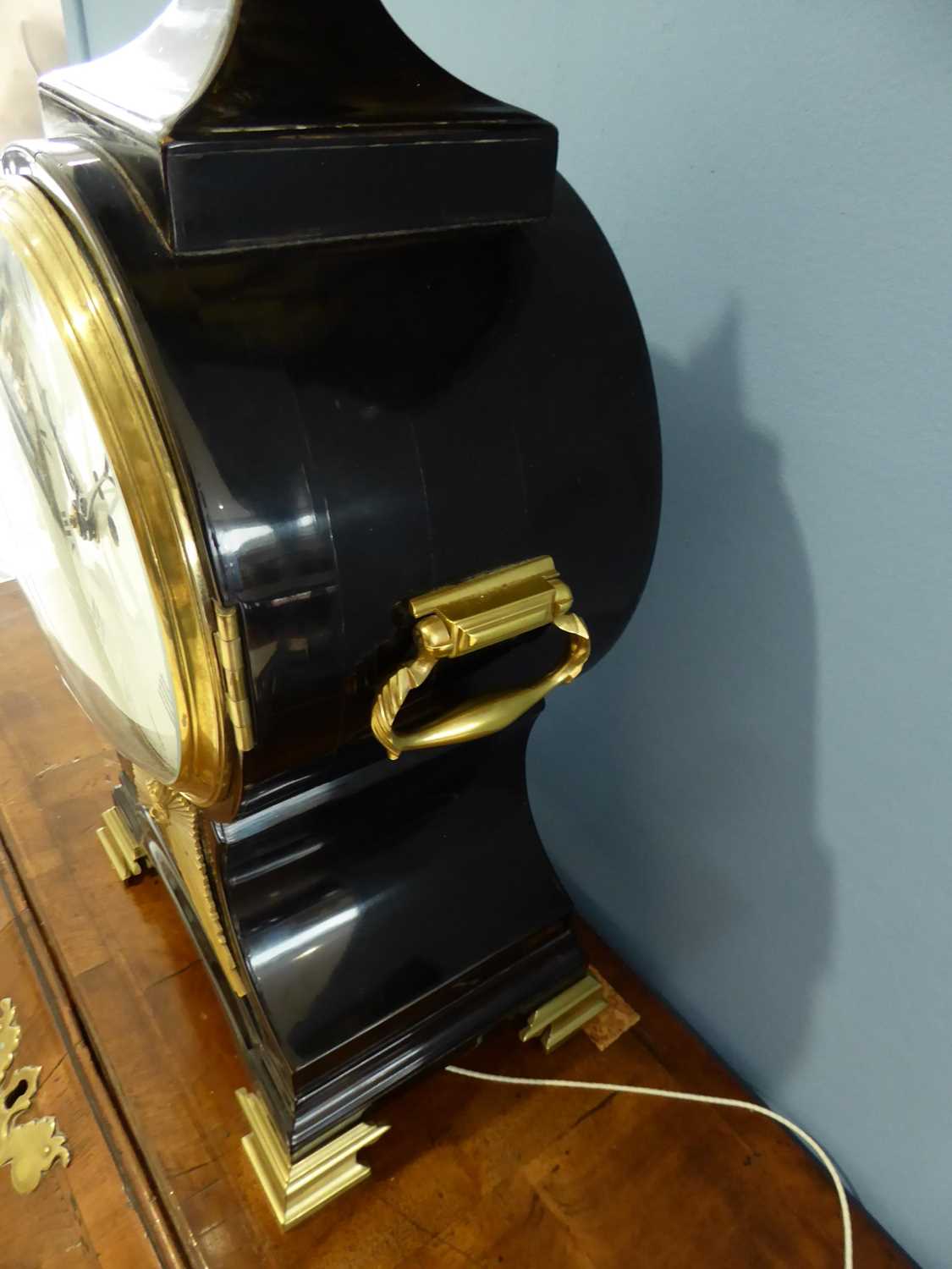 A Balloon Shaped Striking Table Clock, signed Johnson, Gray's Inn Passage, circa 1800, ebonised case - Image 7 of 10