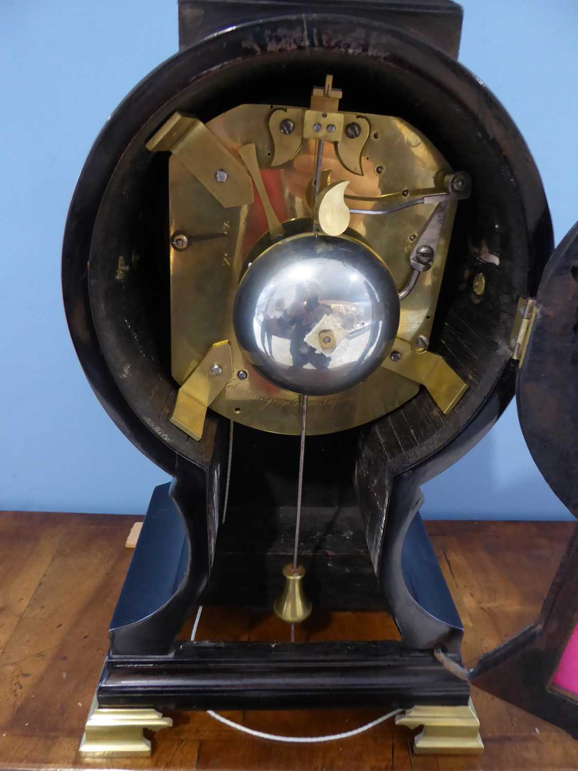 A Balloon Shaped Striking Table Clock, signed Johnson, Gray's Inn Passage, circa 1800, ebonised case - Image 3 of 10