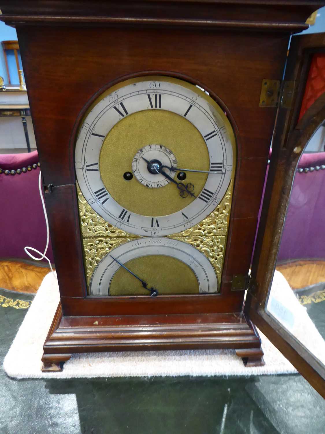 A Mahogany Striking Alarm Table Clock, signed John Smith, York, circa 1770, inverted bell top - Image 6 of 10