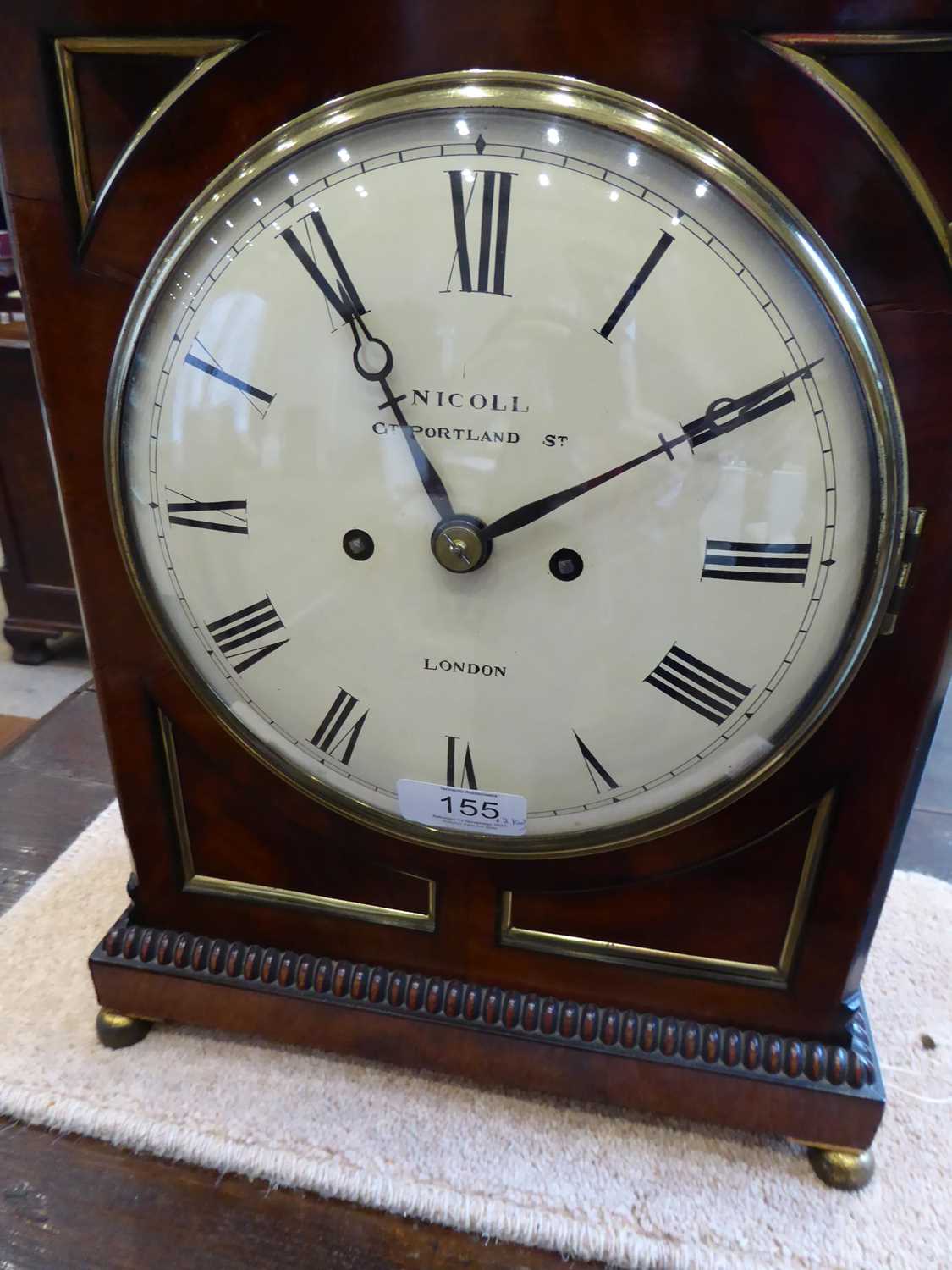 A Mahogany Striking Table Clock, signed Nicoll, Gt Portland St, London, circa 1820, arch pediment - Image 4 of 8