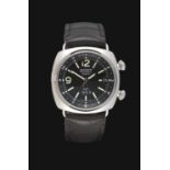 A Stainless Steel Automatic Calendar Centre Seconds Alarm GMT Wristwatch, signed Officine Panerai,