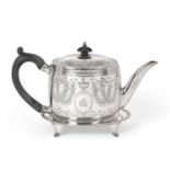 A George III Provincial Silver Teapot and an Associated George III Silver Teapot-Stand, The Teapot