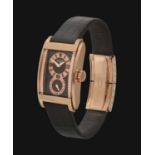 An 18 Carat Rose Gold Rectangular Curved Wristwatch, signed Rolex, model: Cellini Prince, ref: