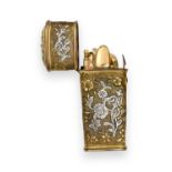 A George III Parcel-Gilt Metal Etui, Circa 1750, tapering, the sides and hinged cover each with