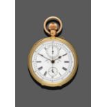 An 18 Carat Gold Single Push Chronograph Pocket Watch, 1890, lever movement inscribed Patents AD and