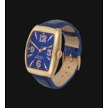 A Fine 18 Carat Gold Tonneau Shaped Limited Edition Centre Seconds Wristwatch, signed Dubey &