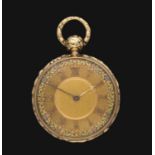 An 18 Carat Gold Open Faced Pocket Watch, signed Litherland Davies & Co, Liverpool, 1838, gilt fusee