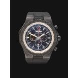 A Limited Edition Black Steel Automatic Calendar GMT Chronograph Wristwatch, signed Breitling for