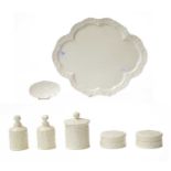 A Continental creamware dressing table set, together with assorted items including a Chinese metal