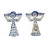 A quantity of Continental faience pottery, mainly Rouen and including figural salt cellars,