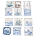 A quantity of 18th century British and Continental Delft tiles, mainly blue and white and