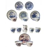 A collection of 18th century English blue and white porcelain, mainly Penningtons Liverpool,