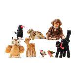 Eight Steiff animals, including Jocko, Wittie, Bambi, Hucky etc (one tray)