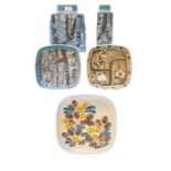 A group of Royal Copenhagen faience wares circa 1970s, including a rectangular blue vase, similar