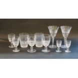 Waterford and other glass comprising eight Waterford wines, seven Waterford tumblers, ten