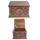 19th century Oak letterbox with two internal compartments for answered and unanswered letters,