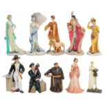 A collection of Royal Doulton figures, the Jovial Monk, The Captain and Shore Leave, together with a