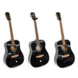 Three Acoustic Guitars, Stetton Payne model SPD1BK (Made in China) together with two Freshmann model