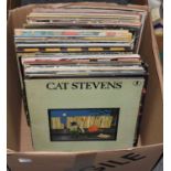 A box of LP records, rock and pop music to include Peter Frampton, Simon and Garfunkle, America, The