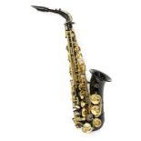 Saxophone Eb Alto black finish to body with gold keys, casedCondition report: Requirers work to be