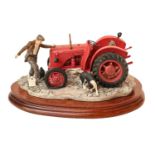 Border Fine Arts 'Kick Start' (David Brown Cropmaster Tractor, Farmer and Collie)