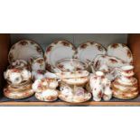 A Royal Albert Old Country Roses dinner and tea service including tureen, teapot, dinner plates,