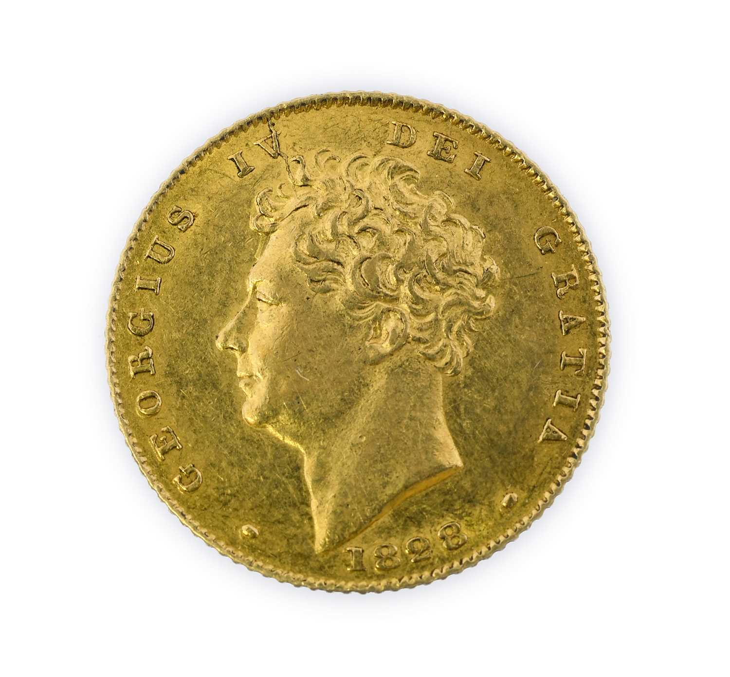 George IV, Half Sovereign, 1828, bare head left, rev. crowned shield, (S.3804). Good very fine - Image 2 of 2