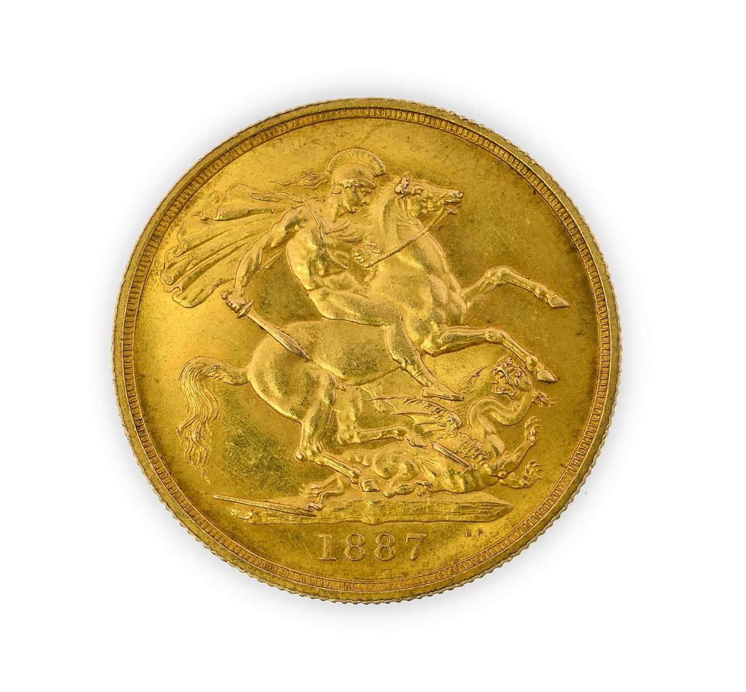 Victoria, Two Pounds, 1887, Jubilee head left, rev. St. George slaying dragon, (S.3865). Good