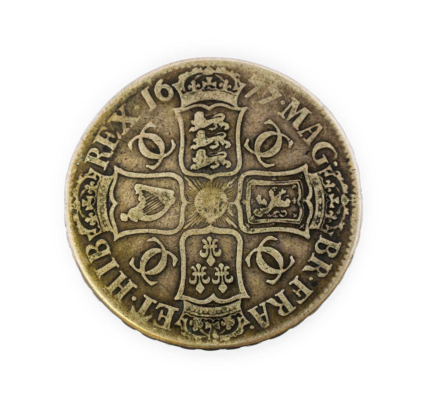 Charles II, Crown 1677 VICESIMO NONO, good edge & surfaces, VG/AFine