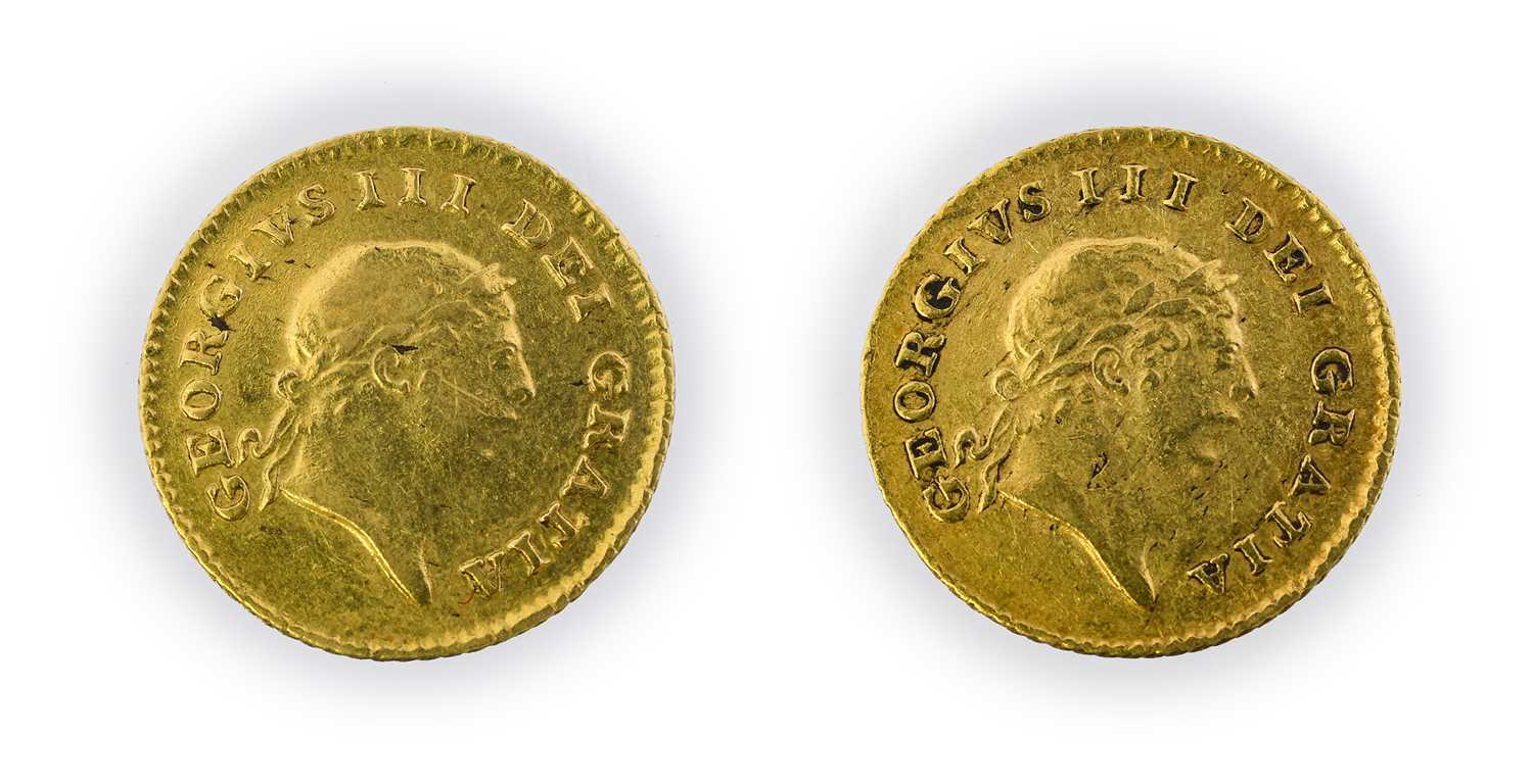 George III, Third guineas (2), 1808 and 1809, second laur. head right, rev. crown, date below, (S. - Image 2 of 2