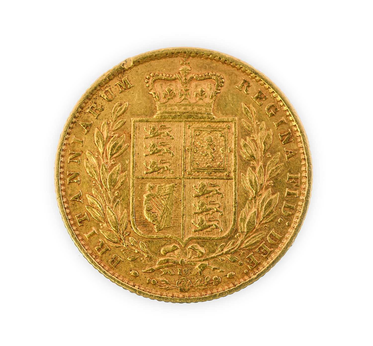 Victoria, Sovereign, 1873, young head left, rev. crowned shield, die number 10 below, (S.3853B). A