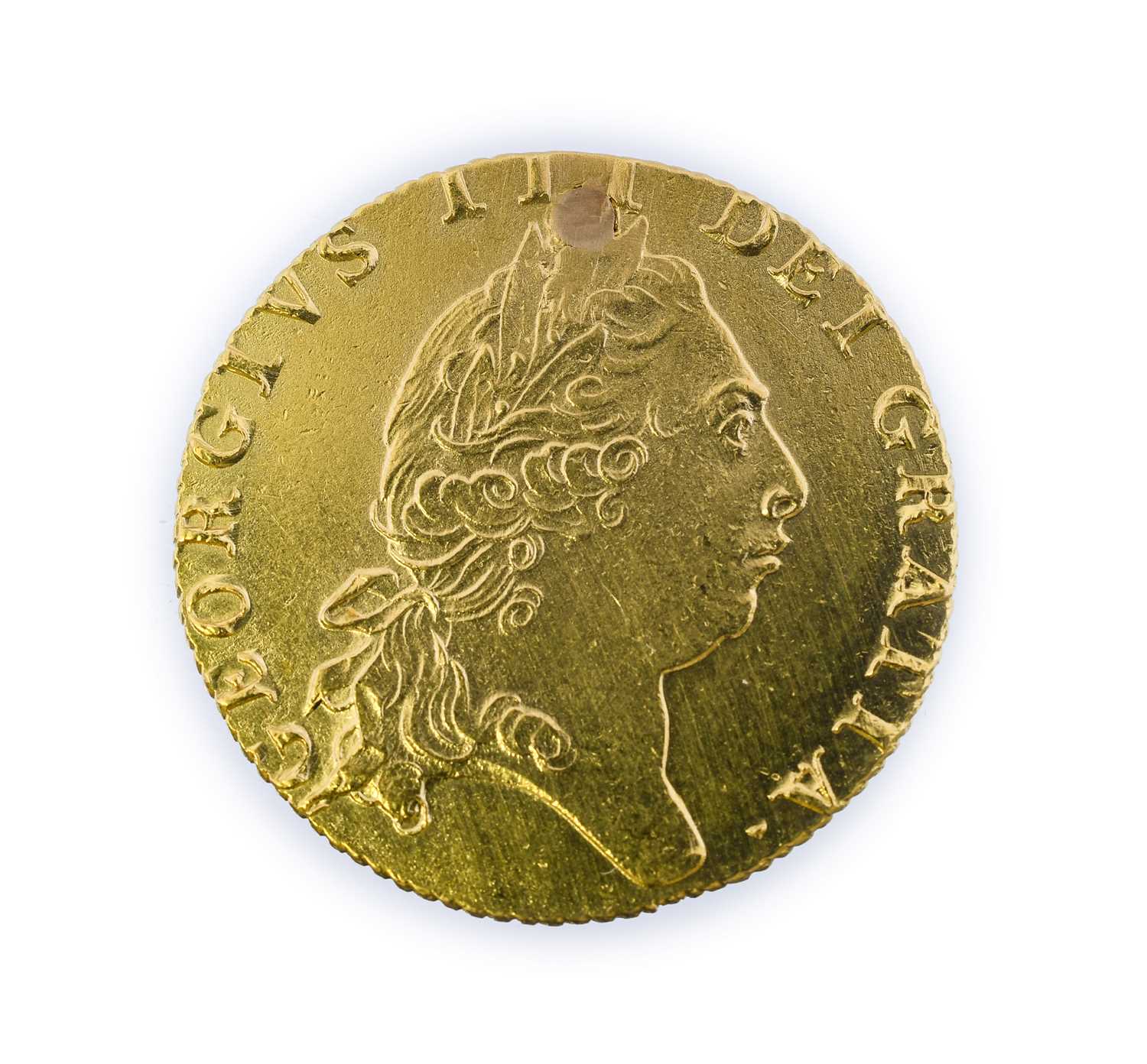 George III, Guinea, 1798, fifth laur. bust right, rev. crowned 'spade' shield, (S.3729). Pierced, - Image 2 of 2