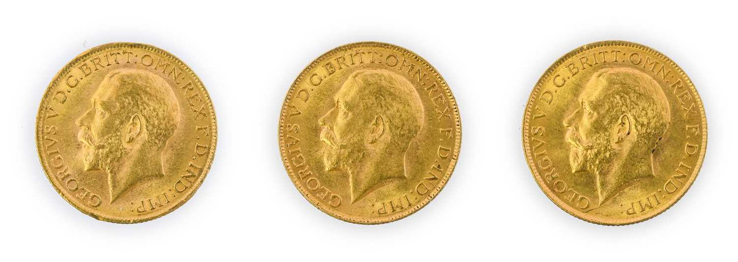 George V, Sovereigns (3), all 1927 South Africa, bare head, (S.4004). Nearly extremely fine and - Image 2 of 2