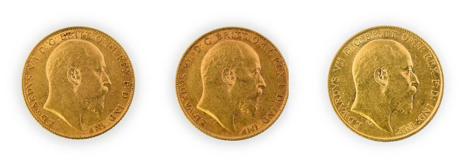 Edward VII, Half Sovereigns (3), 1910, bare head, (S.3974B). Good fine or better - Image 2 of 2
