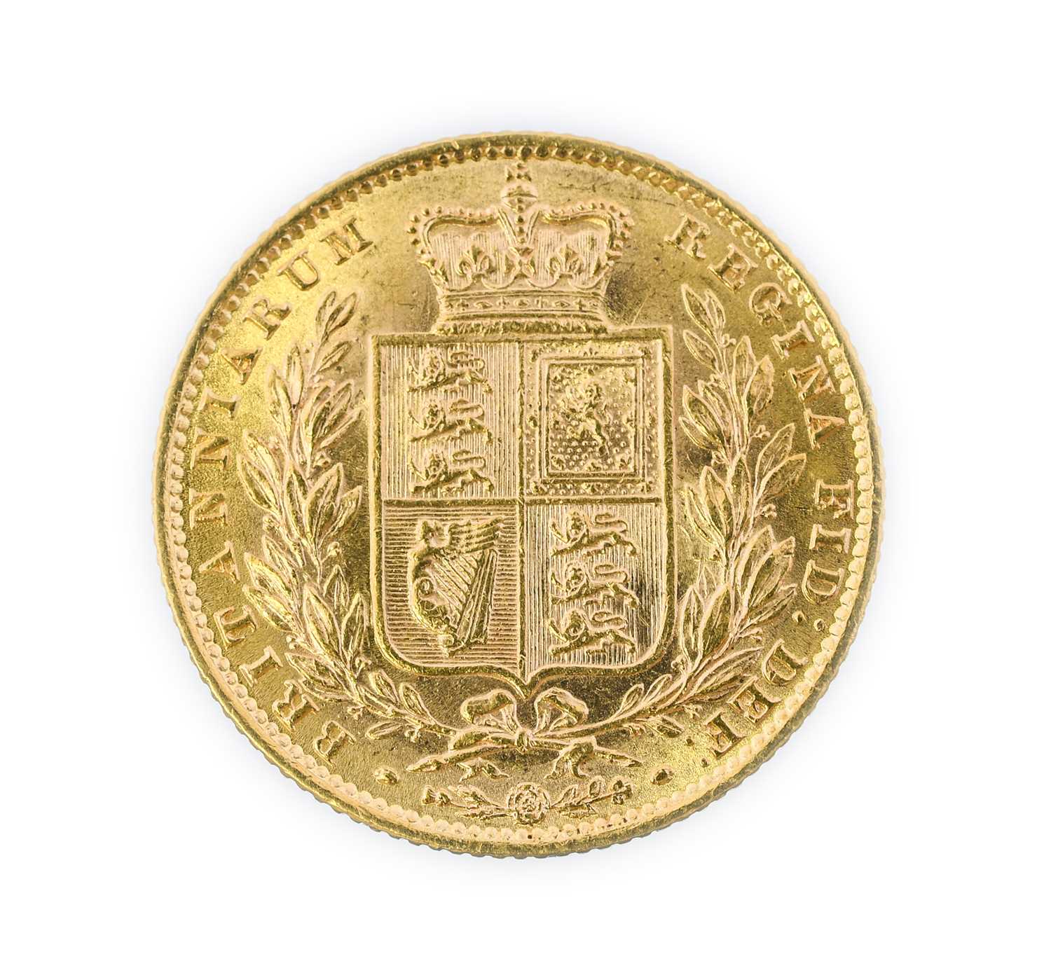 Victoria, Sovereign, 1872, young head left, rev. crowned shield, no die number, (S.3853B). Retaining