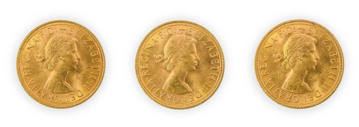 Elizabeth II, Sovereigns (3), 1958, young head (S.4125). Uncirculated - Image 2 of 2