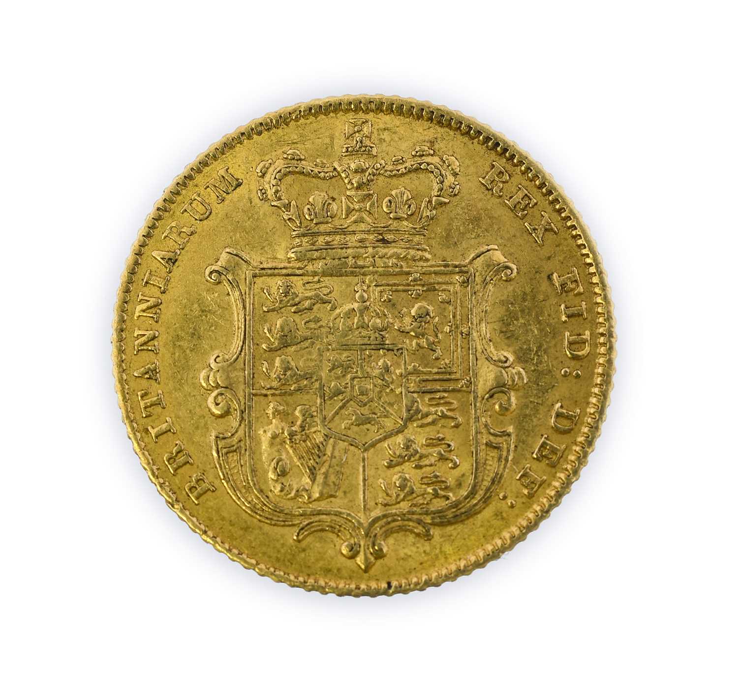 George IV, Half Sovereign, 1828, bare head left, rev. crowned shield, (S.3804). Good very fine