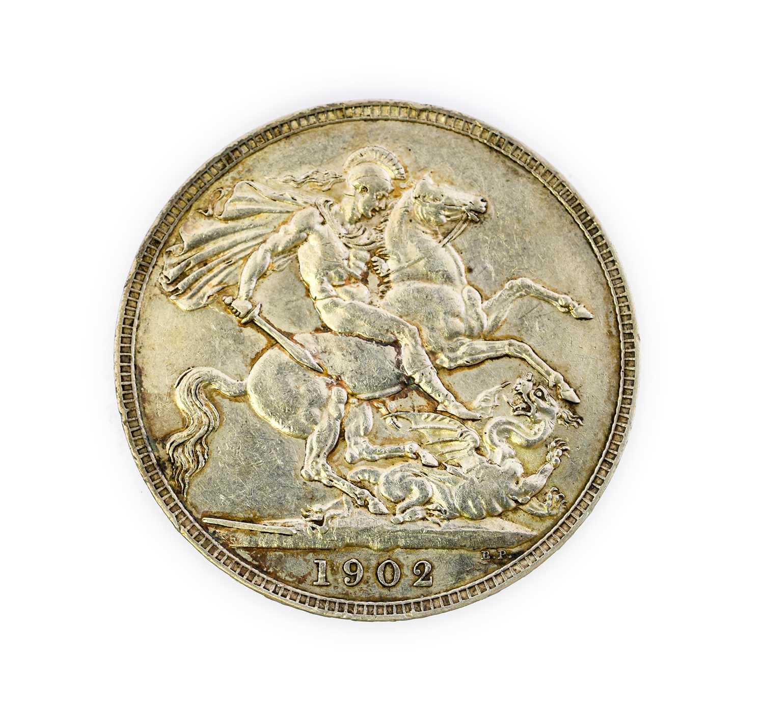 Edward VII, Crown 1902, numerous hairlines both sides, trivial contact marks , lustrous AEF