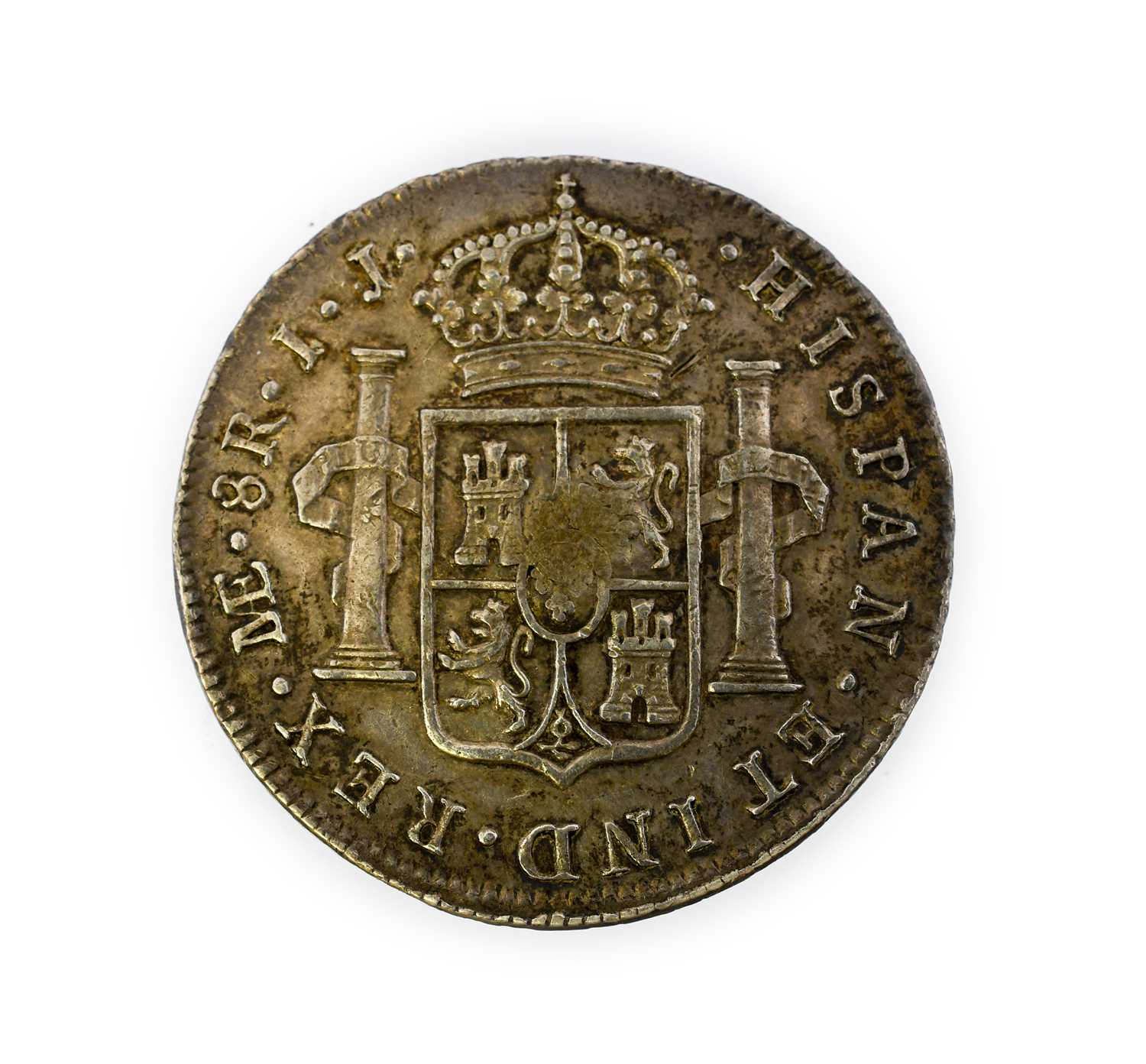 George III, Emergency Issue Dollar, oval countermark, struck on Peru 8 reales 1792 I J, Lima Mint ( - Image 2 of 2