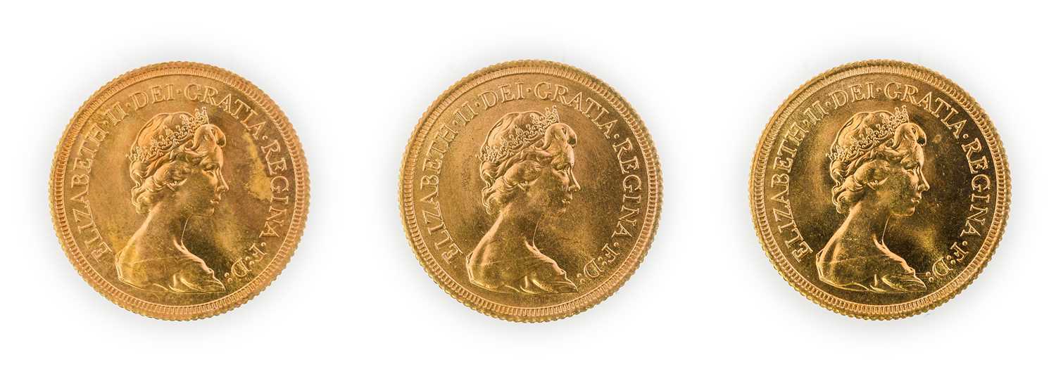 Elizabeth II, Sovereigns (3), 1979, second head (S.SC1). Uncirculated - Image 2 of 2