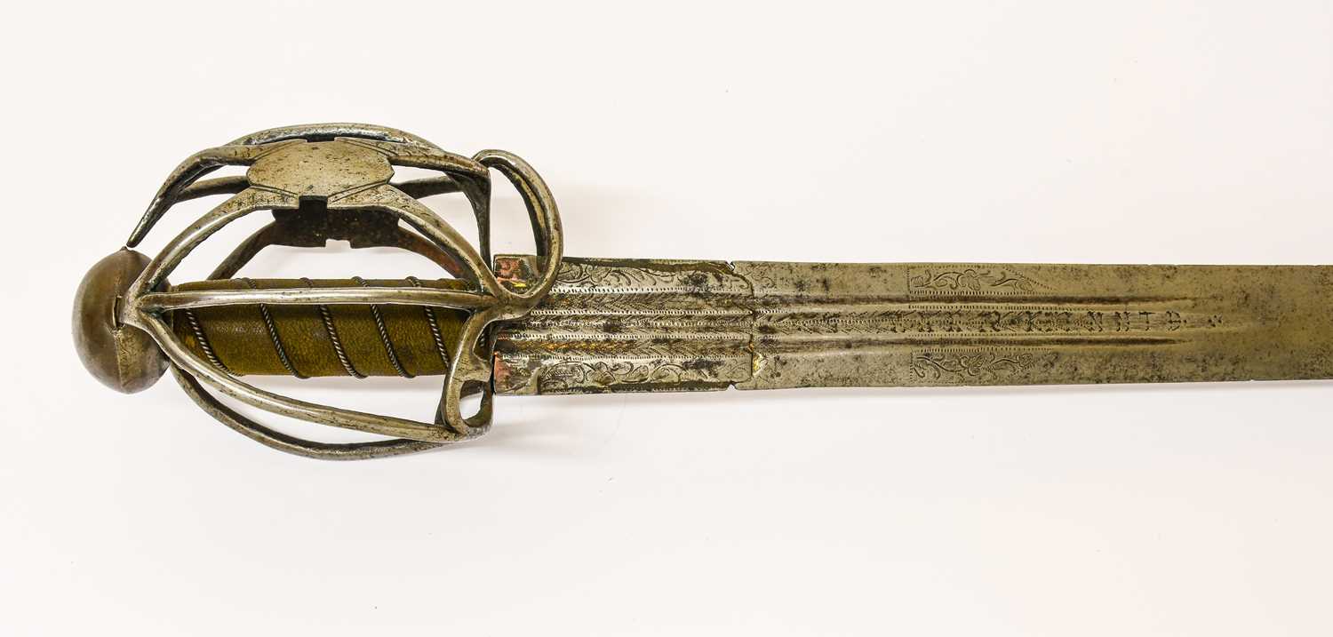 A Rare 17th Century Hounslow Broad Sword by Johann Kinndt, circa 1640-50, the 85cm double edge steel - Image 7 of 12